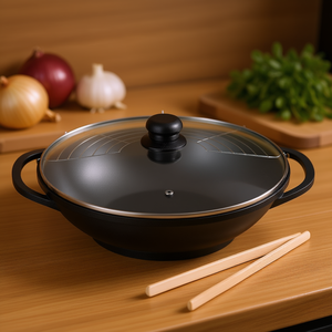 KARL KRGER Wok Leipzig 36Cm <b>Cast</b> Aluminum With Glass Lid And Accessories - Product Image 3