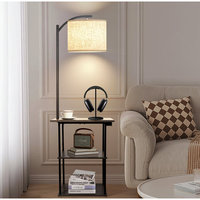 Lampadaire de table en forme de lampe en tissu avec port USB et type-c et charge ca