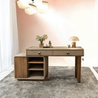 Table de toilette en bois massif avec miroir éclairé, armoire de rangement multifonctionnelle pour maquillage, meuble de chambre durable