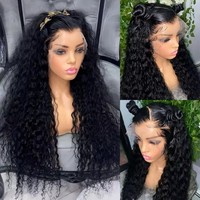 Perruque 100% Cheveux Humains Vierges Brésiliens Remy, Perruque Frontale HD en Dentelle, Cheveux Humains Ondulés Profonds, Perruque Frontale Sans Colle