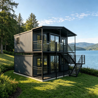 Villa de luxe à deux étages en conteneur extensible de 20 pieds avec cuisine extérieure, large terrasse, maison préfabriquée modulaire pour une vie moderne