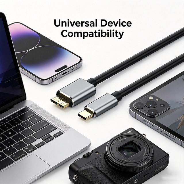 USB C to Micro B 3.0 Cable 5Gbps High Speed Data Transfer 5V 3A Charging Cord with Silicone for External Hard Drive