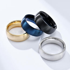 Men's 8mm Matte Titanium Steel <b>Ring</b> <b>Plain</b> Band Daily Wear Jewelry Gold Black Blue Silver Color Options - Product Image 1