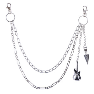 Chaîne de pantalon double couche style streetwear hip-hop en métal avec pendentif guitare, chaîne de taille décontractée en alliage de zinc - Product Image 5