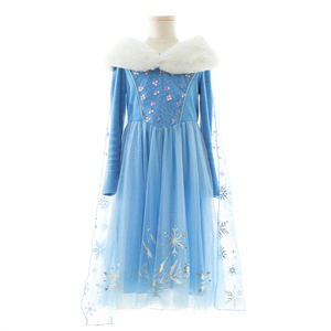 Vestito da Principessa <span class=keywords><strong>Elsa</strong></span> in Velluto Blu con Cappuccio e Maniche Lunghe per Bambine, Costume di Halloween e Natale, Autunno, Poliestere - Product Image 2