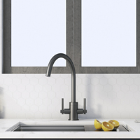 Robinet d'évier de cuisine à double poignée en or robinet de lavabo en Amérique du Sud avec poignées à double levier