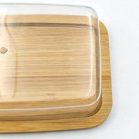 Boîte à beurre personnalisée avec couvercle, vente en gros, contenants transparents pour beurre corporel, boîte à beurre en bambou et plastique avec couvercle