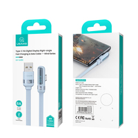 Kabel data pengisian daya cepat, kabel usb tipe-c, sudut kanan, tampilan Digital, kabel data pengisian daya cepat untuk manajemen & aksesori ponsel