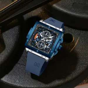 네비포스8064 쓰리 아이 식스 핀 패션 남성용 쿼츠 시계 패션 방수 실리콘 스트랩 야광 날짜 쿼츠 시계 남성용 - Product Image 3