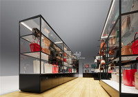 Vitrine en verre tendance, kiosque de centre commercial, présentoir personnalisé, design de kiosque de centre commercial, vitrine en verre pour sacs