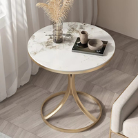 Table d'Angle Ronde Minimaliste Moderne, Table d'Appoint de Canapé Luxe Léger, Table Basse en Pierre pour Salon et Balcon