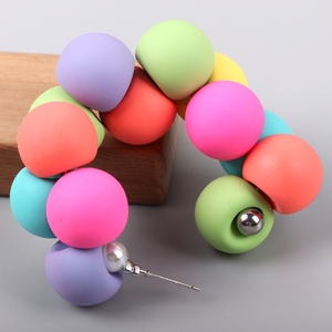 Pendientes de Aro <span class=keywords><strong>Grandes</strong></span> con Cuentas Exageradas de Color Verde Aguacate y Rosa Intenso, Estilo Dulce y Colorido para Mujer, Verano 2024 - Product Image 4