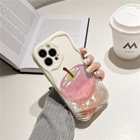 Coque de téléphone portable en silicone TPU avec motif de pomme de style cristal, bord ondulé, pour iPhone 8 X Xr Xs Max 11 12 13 14 15 16 17