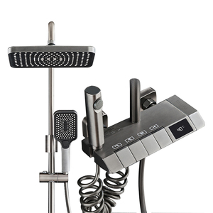 Top 1 Brass hệ thống vòi hoa sen máy bay phản lực mô hình LED hiển thị kỹ thuật số phòng tắm Vòi súng màu xám Đàn Piano Phím bồn tắm mưa tắm <span class=keywords><strong>Mixer</strong></span> Set - Product Image 1