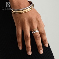 Bague Duet Mixte Bicolore Brillante en Argent Sterling S925 Tendance et Unique pour Femme