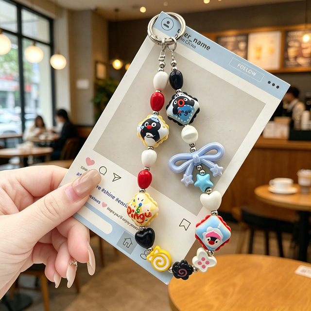 Cross-border Bestseller Colorful Acrylic Phone Chain DIY Phone Charm Eyelet Pins Babyhanging Ornament Beaded Pendant