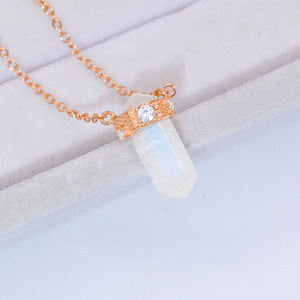 תליון זהב 925 טיפת כסף סטרלינג עם שרשרת קריסטלים זהב ורד - Product Image 4