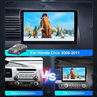 Navigateur GPS 10,1 pouces pour Civic 2006-2011 avec Apple CarPlay, aide au recul, amplificateur et Mirror Link, garantie 1 an
