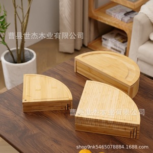 Ensemble de planches à fromage en bambou Mu Yujia, planche à fromage ronde en bois avec couteaux pour les fêtes, plateau à steak durable - Product Image 3