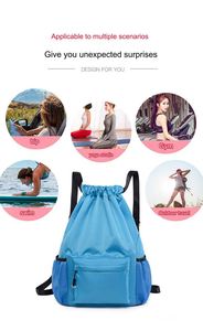 Sac à dos de grande capacité en nylon imperméable à cordon de serrage pour hommes/femmes pour les voyages en plein air et les sports de fitness Nouveau design - Product Image 4