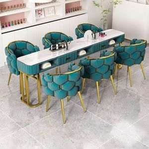 Juego de Mesa y Silla de Manicura Tipo Económico, Mesa de Maquillaje y Arte de Uñas de Mármol Nórdico, Mesa Dedicada para Arte de Uñas para Salón de Uñas - Product Image 4