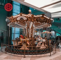 Luxe manèges carnaval parc D'attractions animaux carrousel joyeux aller rond carrousel cheval 16 sièges carrousel cheval à vendre