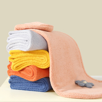 Chapeau de bain rectangulaire en velours corail à motif floral, épais et absorbant, pour sécher les cheveux, lavable en machine, usage domestique, unisexe