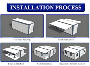20ft đúc sẵn có thể mở rộng <span class=keywords><strong>container</strong></span> nhà glamping có thể gập lại di động mô-đun nhà với vòi hoa sen cabin trại quân sự nhà - Product Image 2