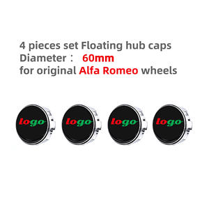 Set di 4 Coprimozzi Flottanti Neri da 60mm per Alfa Romeo GT 147 159 166 156 4C Spider Giulia Giulietta <span class=keywords><strong>Tonale</strong></span> con LED - Product Image 1