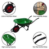 Carretilla de Jardín WB7400R de Acero Resistente con Bandeja de 160 kg y Capacidad de 5CBF, Rueda Neumática 4.00-8, Carretilla para Concreto