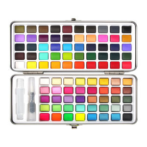 SeamiArt 90 colores sólidos artista acuarela pintura aquarelleWith Tin-caja y 1PC agua cepillo pluma pincel de suministros acuarelas aquarela