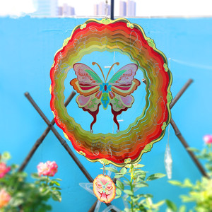 Colibri floral cinétique 3D métal jardin animal décoration vent Spinner,spinner 3d vent rotatif, jaune-rouge change <span class=keywords><strong>de</strong></span> couleur - Product Image 4