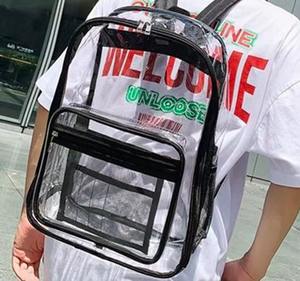 Sac à dos transparent en PVC tendance avec fermeture éclair, logo personnalisé, imperméable, unisexe, pour étudiants, sac à bandoulière, voyage en plein air, 18 Arcuate - Product Image 2