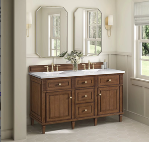 <span class=keywords><strong>Mobile</strong></span> <span class=keywords><strong>Bagno</strong></span> Classico in Noce Stile Mid-century Personalizzato <span class=keywords><strong>con</strong></span> Top in Quarzo e Doppio Lavabo in Ceramica <span class=keywords><strong>da</strong></span> 60'' - Product Image 2