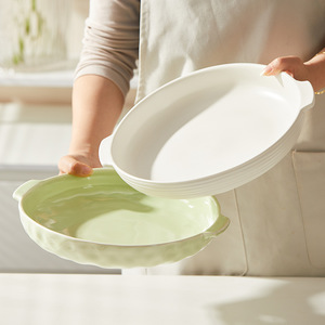 11 Inch Large Capacity Ceramic Porcelain Double Ear <b>Dinner</b> Plate Cartoon Pattern Charger Plate Microwave Safe Simple Design 2025 - Product Image 3