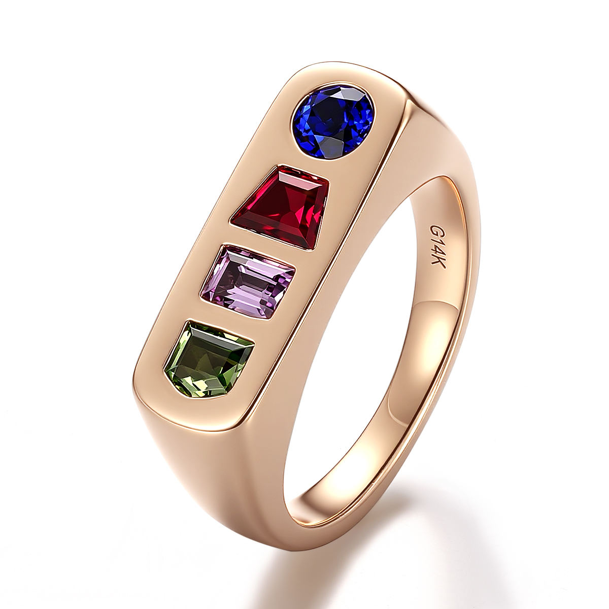 Bague en or 18 carats avec pierres précieuses de laboratoire