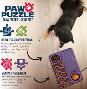<span class=keywords><strong>Palz</strong></span> & Co 2-en-1 Pédale <span class=keywords><strong>Puzzle</strong></span> Tapis à Lécher Lente Passe au Lave-Vaisselle Violet Silicone Chien/Chat Sec Humide Bol de Nourriture Moyen 12 \ "x 8 \" - Product Image 2