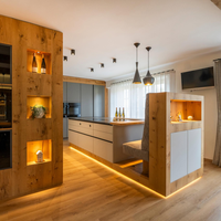 Meuble de cuisine modulaire de luxe moderne sur mesure avec tiroirs à fermeture douce et armoire de rangement de haute qualité