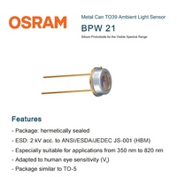 Composants électroniques OSRAM BPW 21, photodiode en silicium à longueur d'onde de 350 nm à 820 nm, capteur de lumière ambiante dans la plage spectrale visible