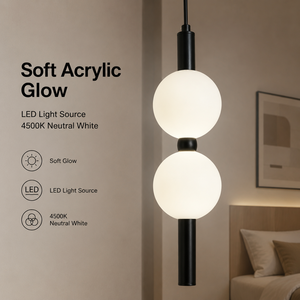 Modern <b>Led</b> Small Long Pendant <b>Light</b> Black Metal Acrylic <b>Diffuser</b> Tricolor Eye Caring Indoor Dining Room Bedroom Living Room Home - Product Image 3