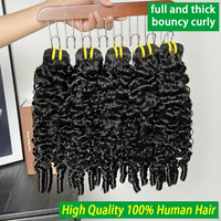 Extensions de cheveux humains naturels noirs chinois bouclés, vierges bruts, double trame, double épaisseur, rebondissants pour tissage bouclé