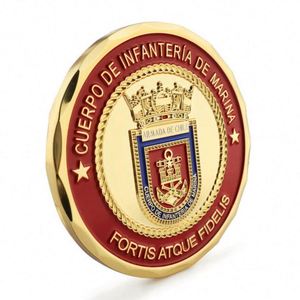 Pièces de monnaie commémoratives en métal, médaille en or personnalisée avec bordure rouge, avec emblème, idéale pour un cadeau promotionnel - Product Image 2