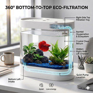 Aquarium multifonctionnel mini USB pour salle à manger, en plastique écologique, avec système de filtration du fond et lumière LED pour enfants - Product Image 5