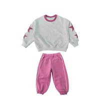 Vente en gros de vêtements pour enfants sweat-shirt et pantalon en éponge française brodés avec écusson étoile ensembles de jogging pour enfants