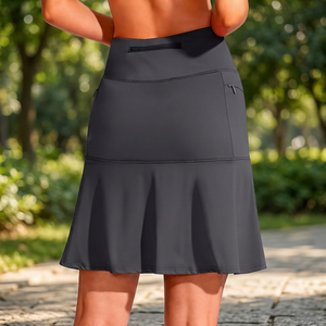 Women Golf Skirt Solid Color Elastic Waist Quick Dry Sporty Style Knitted Polyester Activewear Shorts - Product Image 3