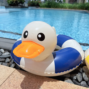 Flotador Inflable con Forma de Pato Xiaolu, Diseño a Rayas, para Niños, Uso en Piscinas y Parques Acuáticos - Product Image 1
