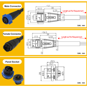 Bayonet nối dây không thấm nước M19 3 + 5 9 pin overmolded lai Cáp IP68 cho ánh sáng sân khấu tín hiệu âm thanh kết nối điện - Product Image 5