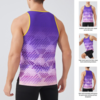 Débardeur de course imprimé personnalisé pour hommes, séchage rapide, sublimation, course, marathon, entraînement, vente en gros