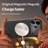 Étui de protection magnétique en suède avec porte-cartes, coque de luxe en Alcantara pour iPhone 16/16 Pro/16/17 Pro Max, vente en gros usine