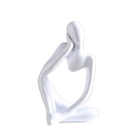 Décoration de Silence de Petits Hommes Dorés Italiens Garder Silencieux Homme Or Décor Mini Art Abstrait Statue en Résine Le Penseur Sculpture